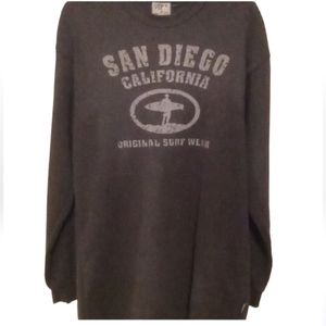 Shaka San Diego California "Original Surf Wear" Men Long Sleeve Gray Size XL